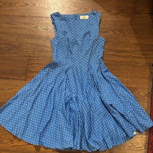 Grace Karin Blue and White Polka Dot Dress